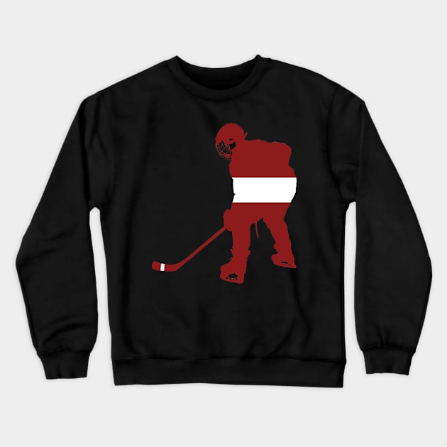 Latvian Flag Hokejs Ice Hockey Player Crewneck Sweatshirt by LukjanovArt